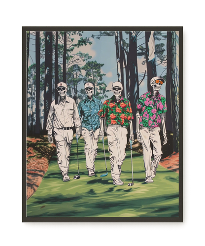 Skeleton Golfers Canvas Wall Art