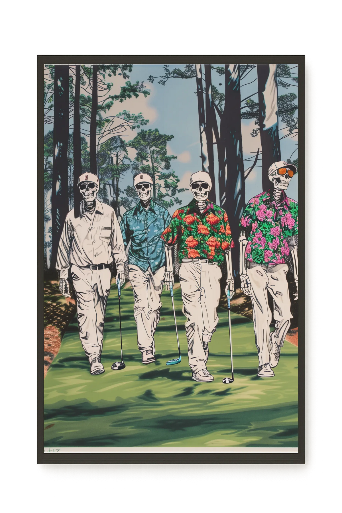 Skeleton Golfers Canvas Wall Art
