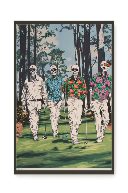 Skeleton Golfers Canvas Wall Art