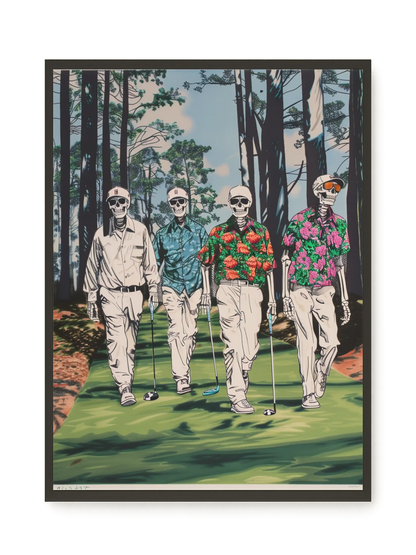Skeleton Golfers Canvas Wall Art