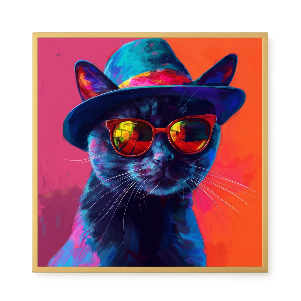 Hat Cat Canvas Wall Art