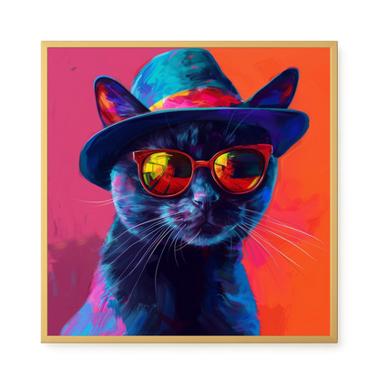 Hat Cat Canvas Wall Art