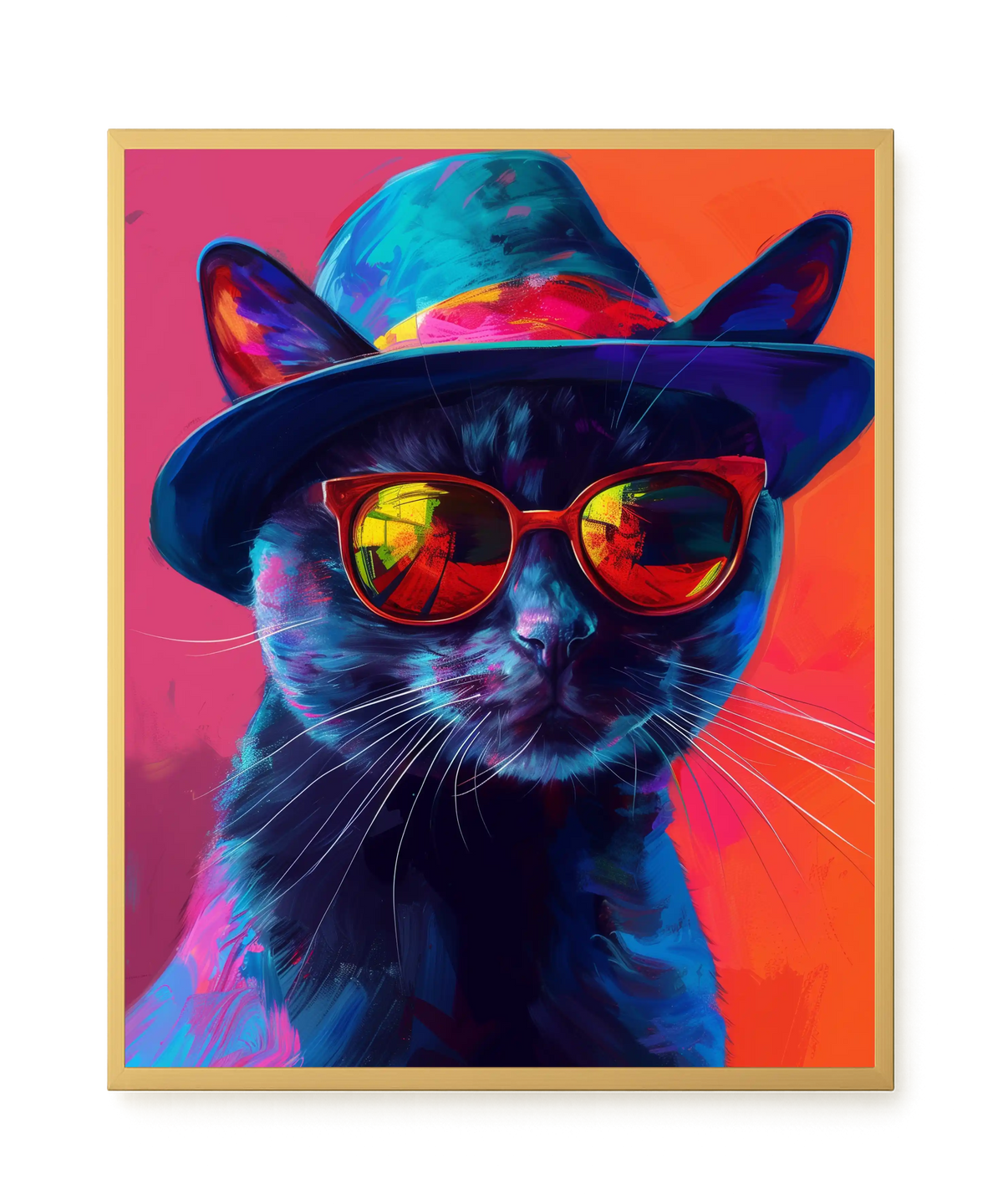 Hat Cat Canvas Wall Art