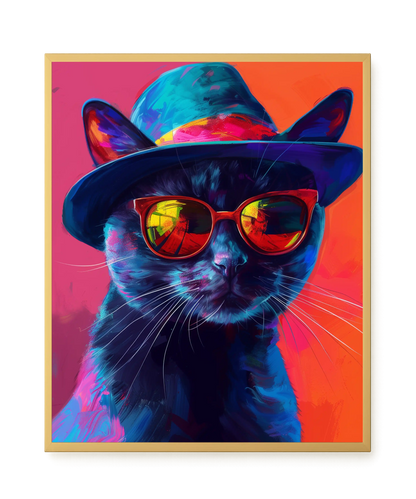 Hat Cat Canvas Wall Art