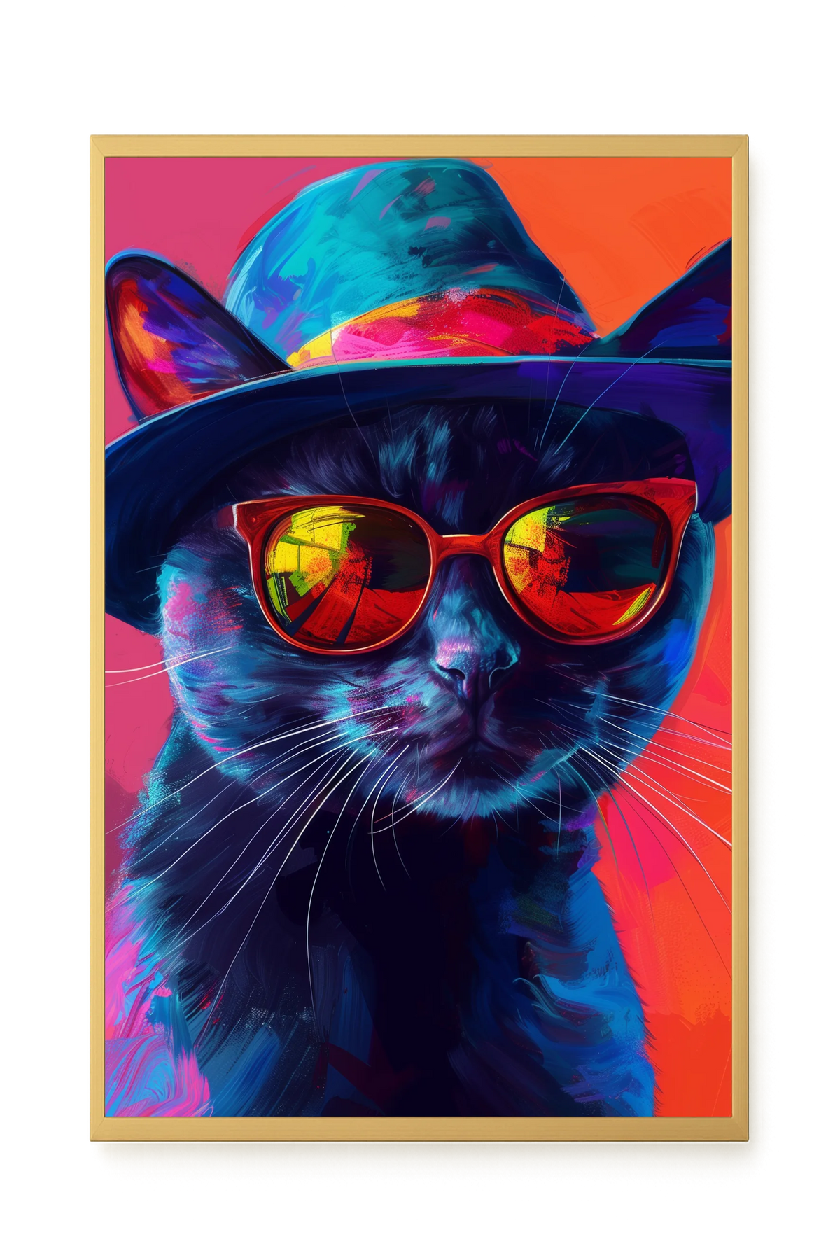 Hat Cat Canvas Wall Art