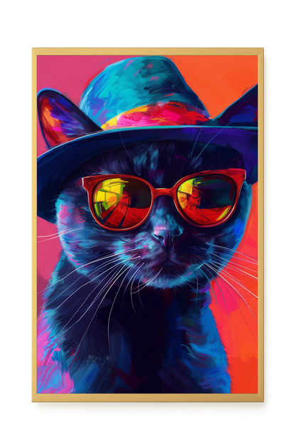 Hat Cat Canvas Wall Art