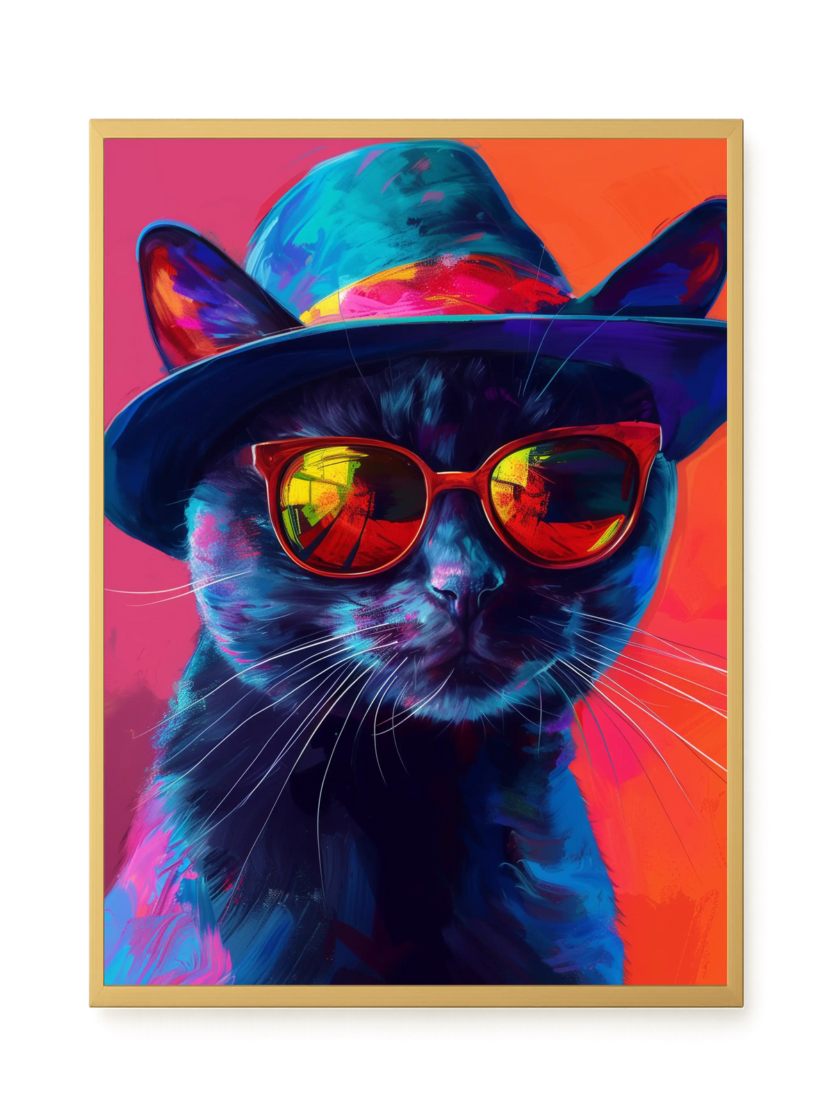 Hat Cat Canvas Wall Art