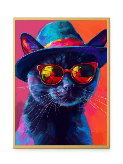 Hat Cat Canvas Wall Art