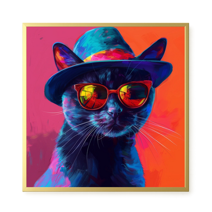 Hat Cat Canvas Wall Art