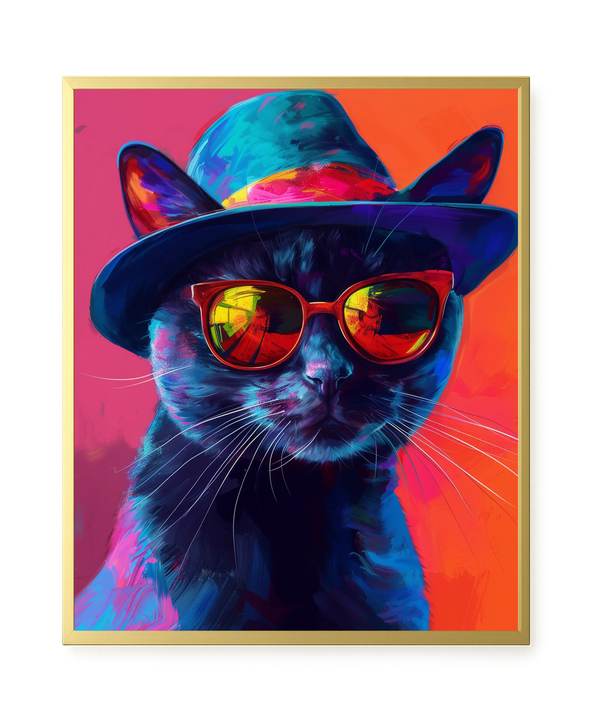 Hat Cat Canvas Wall Art