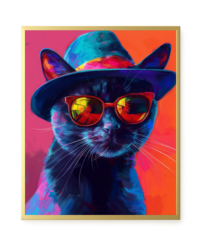 Hat Cat Canvas Wall Art