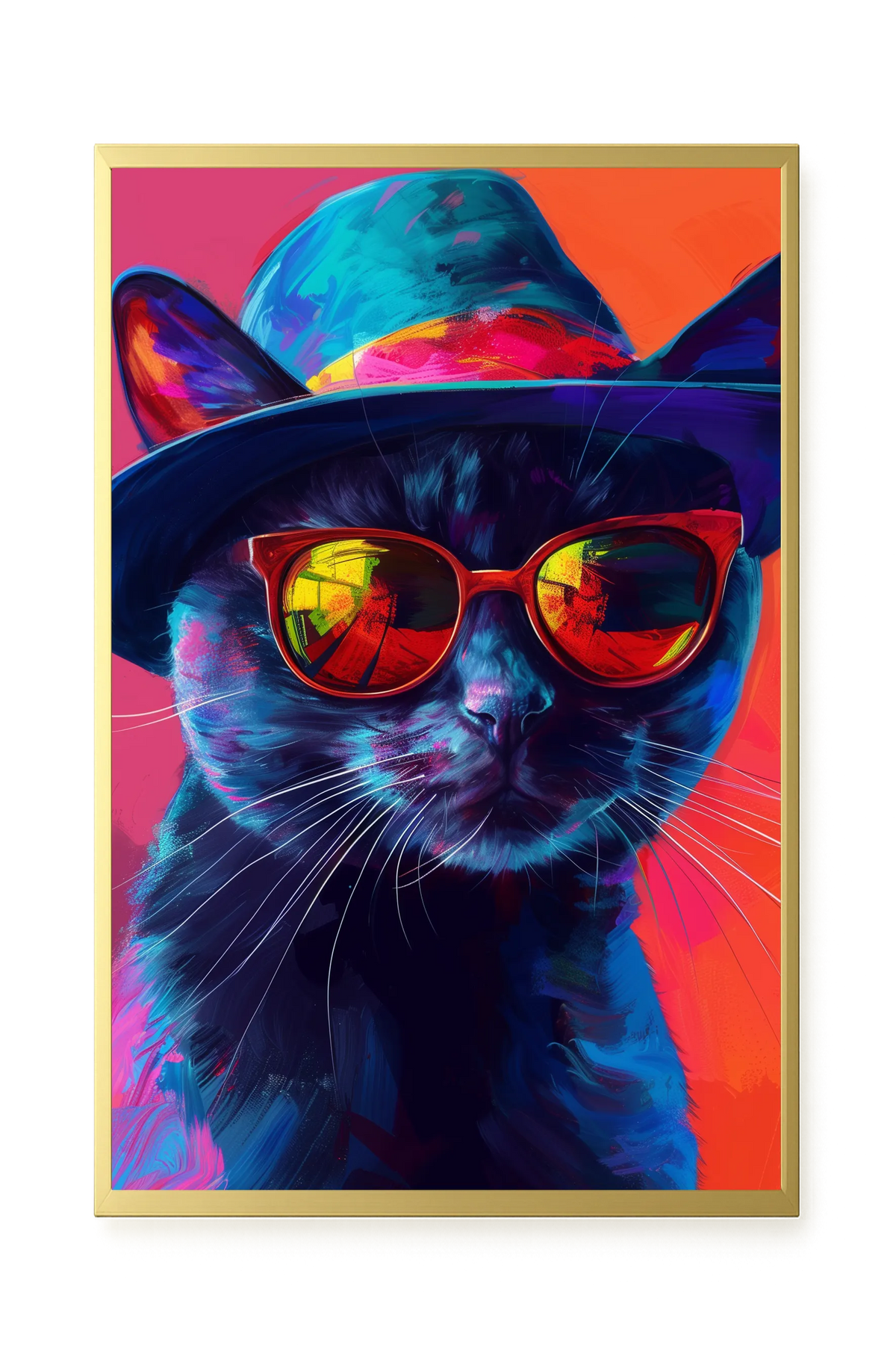 Hat Cat Canvas Wall Art