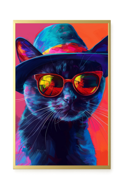 Hat Cat Canvas Wall Art