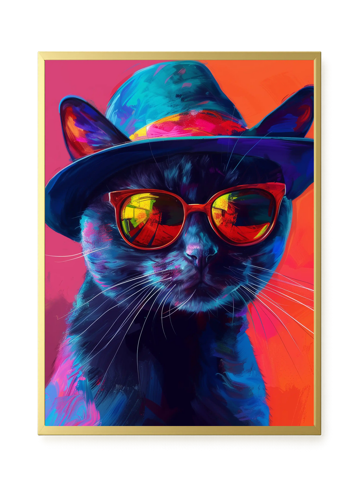 Hat Cat Canvas Wall Art