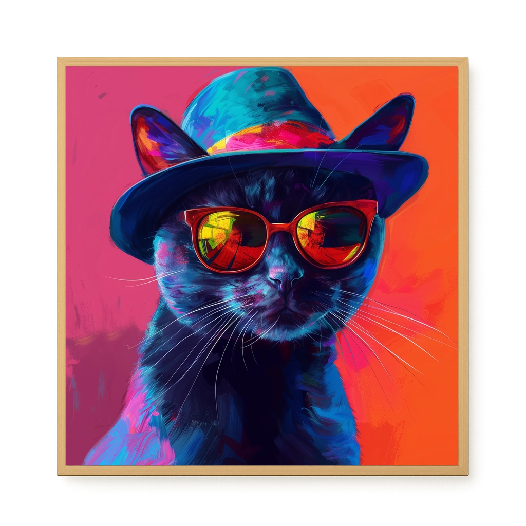 Hat Cat Canvas Wall Art