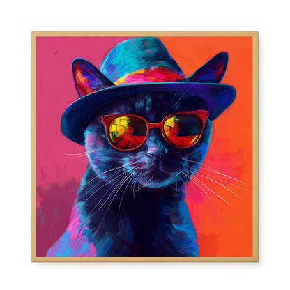 Hat Cat Canvas Wall Art