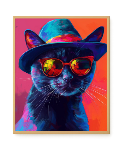 Hat Cat Canvas Wall Art