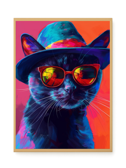 Hat Cat Canvas Wall Art