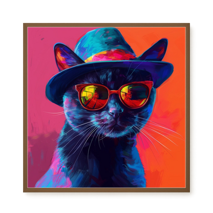 Hat Cat Canvas Wall Art