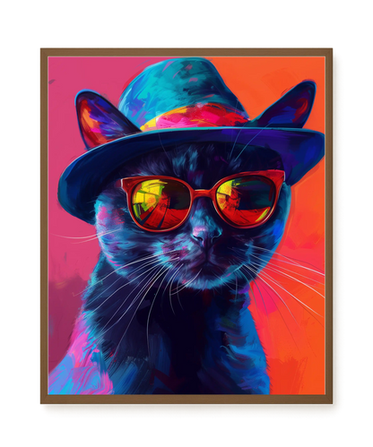 Hat Cat Canvas Wall Art