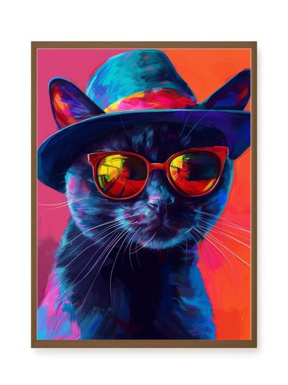 Hat Cat Canvas Wall Art
