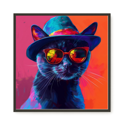 Hat Cat Canvas Wall Art