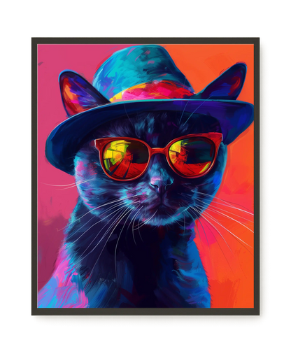 Hat Cat Canvas Wall Art