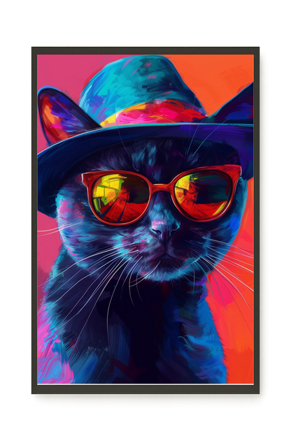 Hat Cat Canvas Wall Art