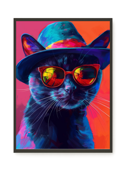 Hat Cat Canvas Wall Art