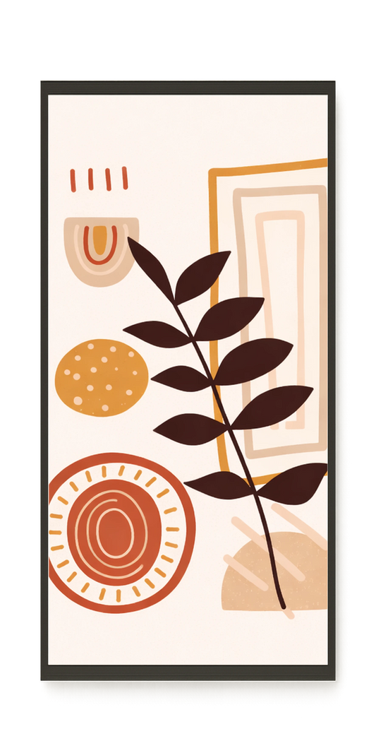 Abstract leaves with modern geometric shapes Canvas Wall Art