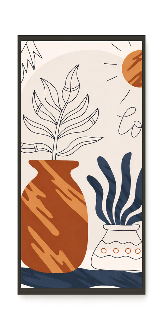 Minimal artistic plant vase illustration Canvas Print