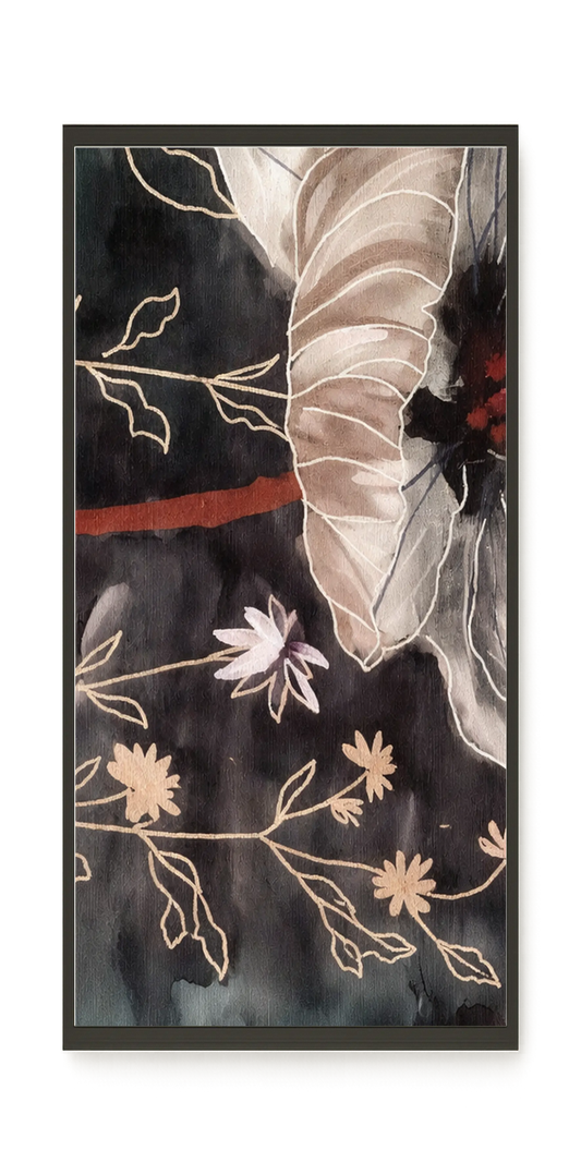 Dark botanical art with floral elements Canvas Print